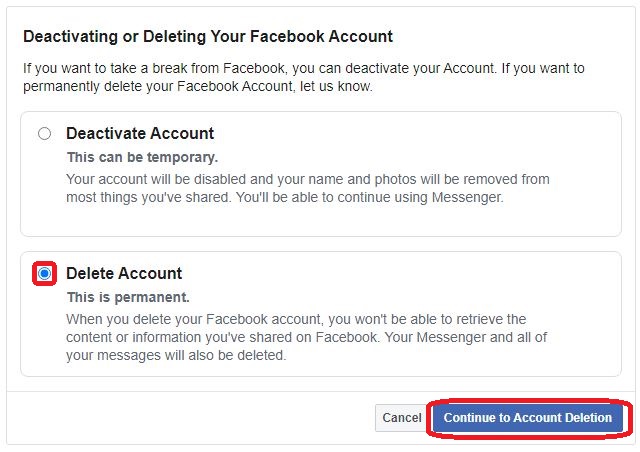 delete facebook account 11 How to Deactivate or Delete your Facebook Account 2021