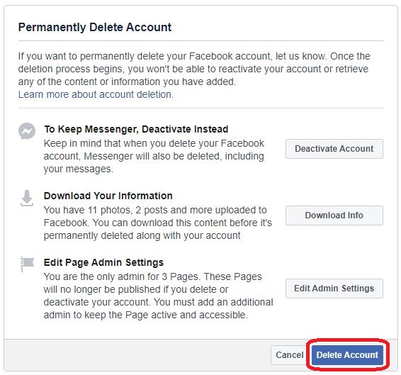 delete facebook account 12 How to Deactivate or Delete your Facebook Account 2021