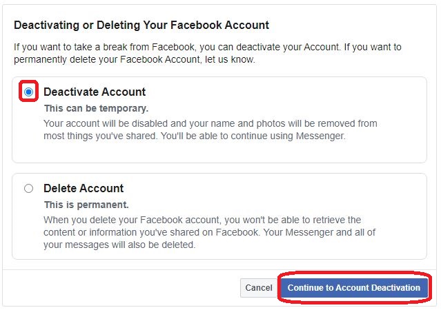 delete facebook account 5 How to Deactivate or Delete your Facebook Account 2021